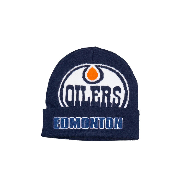 Edmonton Oilers Mitchell & Ness Navy K.O Knit Cuffed Toque