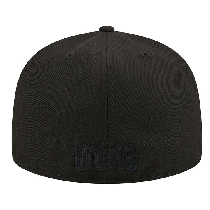 Edmonton Oilers New Era Tonal Text Black 59FIFTY Fitted Logo Hat