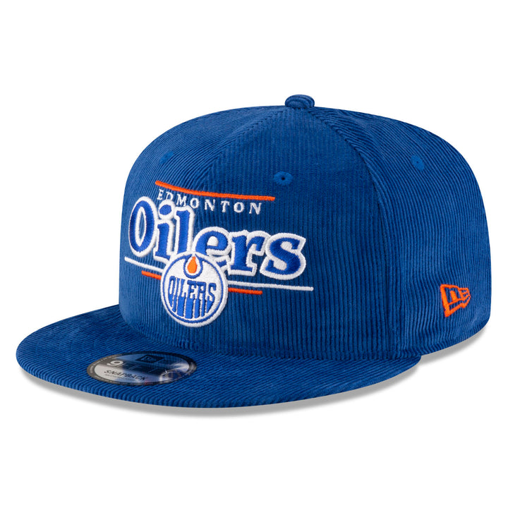 Edmonton Oilers New Era Blue Corduroy Throwback 9FIFTY Snapback Hat