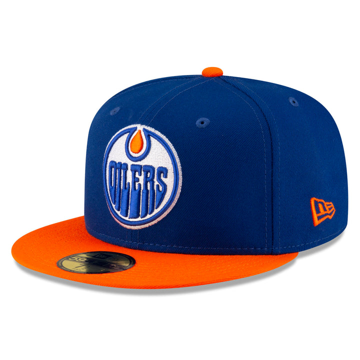 Edmonton Oilers New Era Blue & Orange Hidden Royal 59FIFTY Fitted Logo Hat