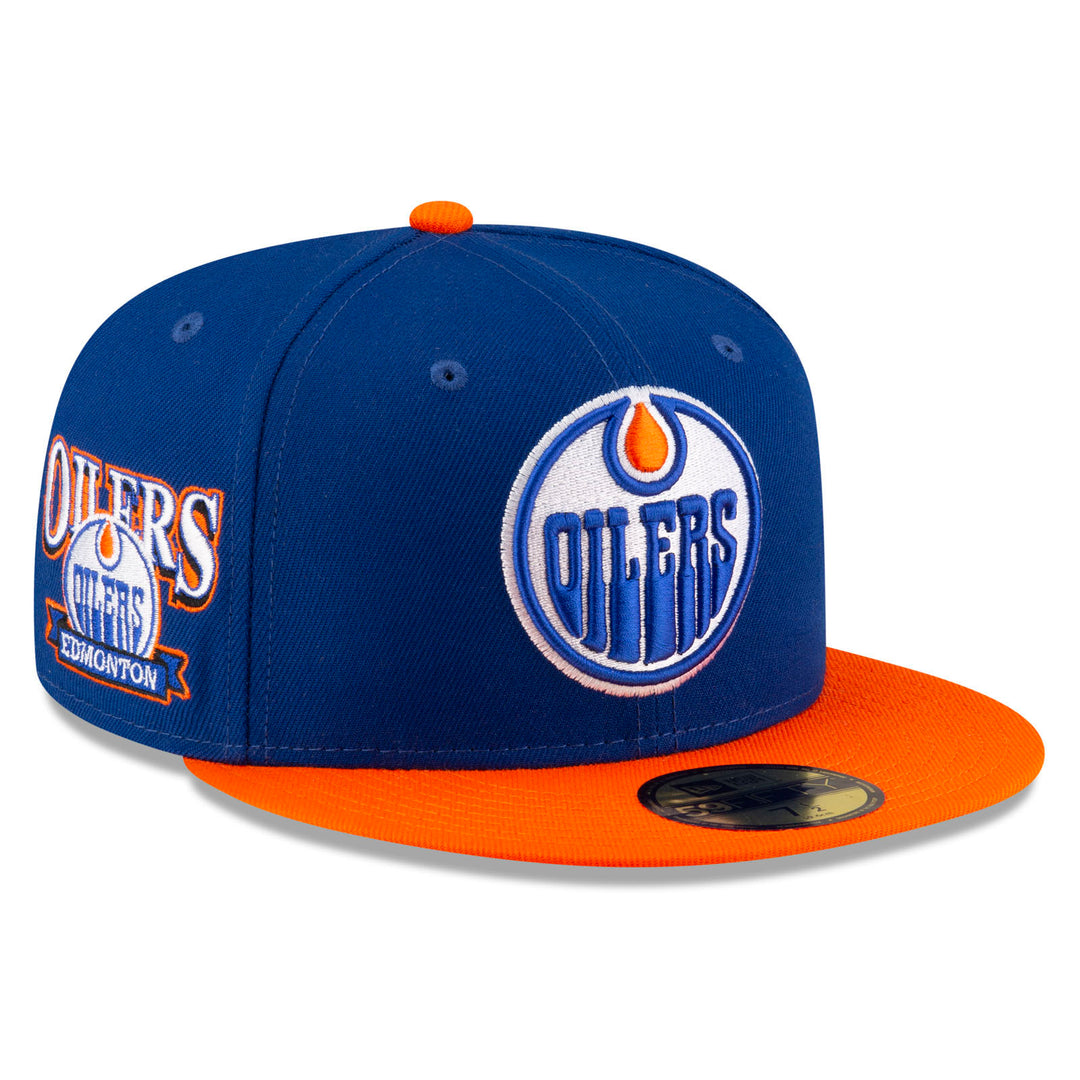 Edmonton Oilers New Era Blue & Orange Hidden Royal 59FIFTY Fitted Logo Hat