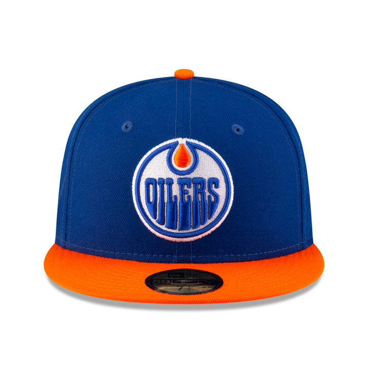 Edmonton Oilers New Era Blue & Orange Hidden Royal 59FIFTY Fitted Logo Hat