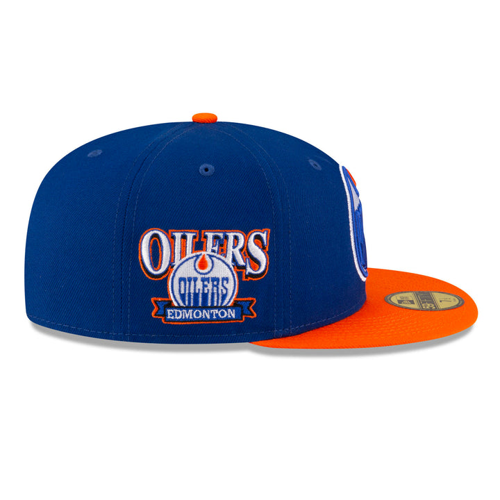 Edmonton Oilers New Era Blue & Orange Hidden Royal 59FIFTY Fitted Logo Hat