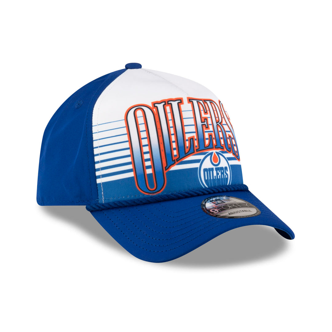 Edmonton Oilers New Era Navy & White Gradient Throwback 9FORTY A-Frame Adjustable Hat