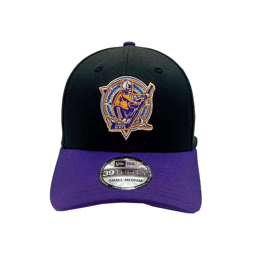 Edmonton Oilers New Era Dia de los Muertos (Day of the Dead) Black & Purple 39THIRTY Flex Hat