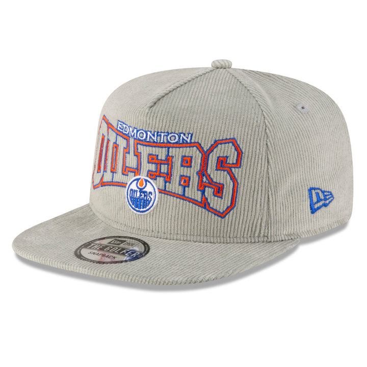 Edmonton Oilers New Era Grey Corduroy Throwback GOLFER Snapback Hat