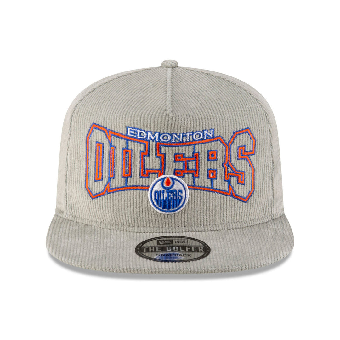 Edmonton Oilers New Era Grey Corduroy Throwback GOLFER Snapback Hat