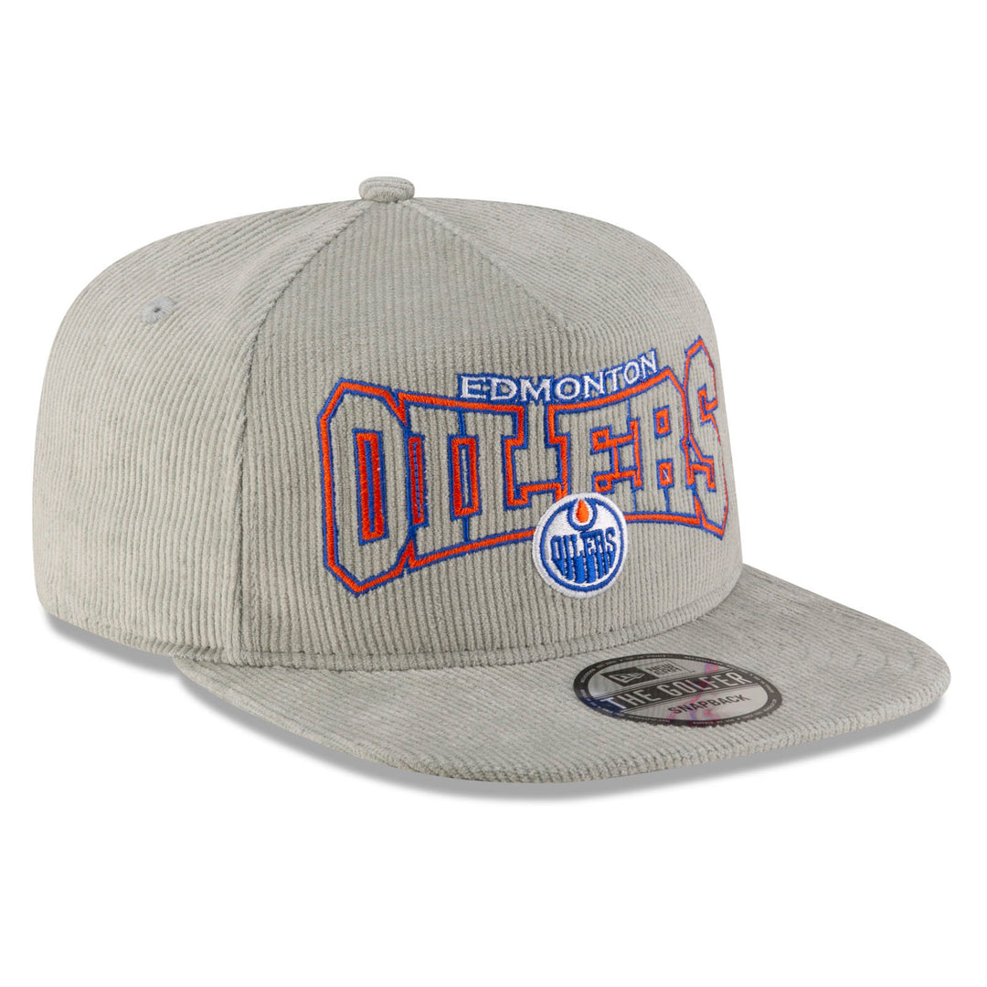 Edmonton Oilers New Era Grey Corduroy Throwback GOLFER Snapback Hat