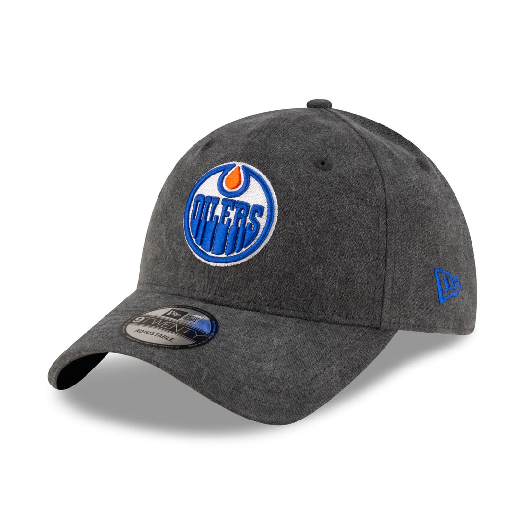 Edmonton Oilers New Era Grey Rugged Throwback 9TWENTY Adjustable Hat