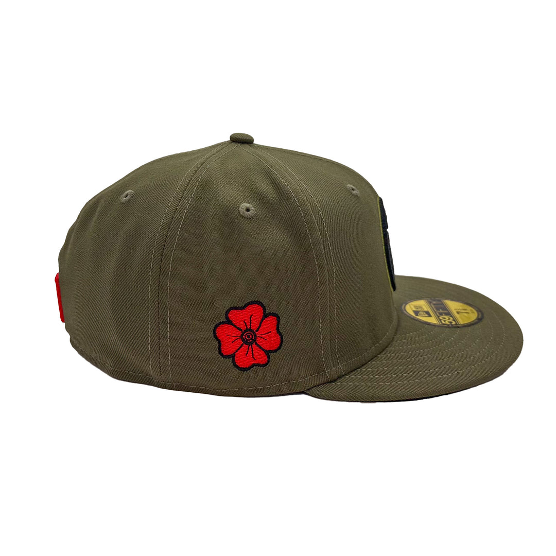 Edmonton Oilers New Era Olive Green Poppy 59FIFTY Fitted Logo Hat