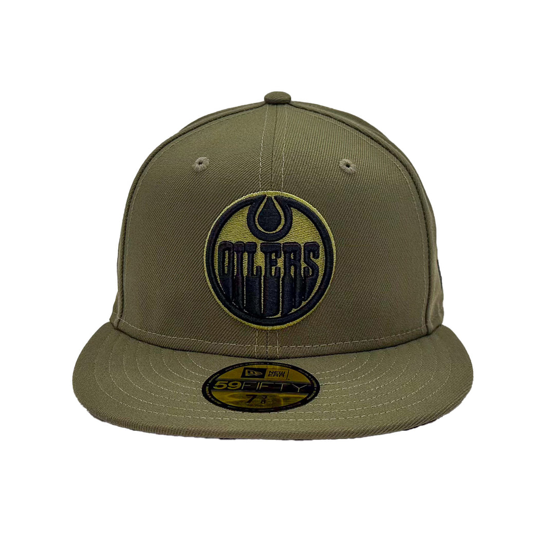 Edmonton Oilers New Era Olive Green Poppy 59FIFTY Fitted Logo Hat