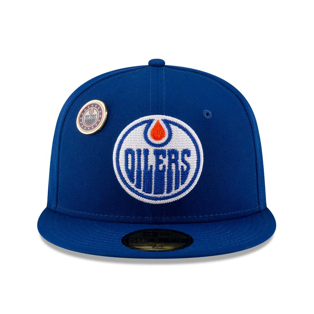 Edmonton Oilers New Era Royal Blue 59FIFTY Primary Logo Fitted Hat W/Pin