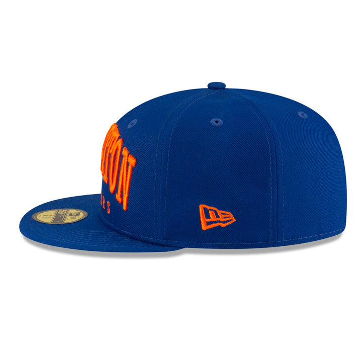 Edmonton Oilers New Era Royal Blue Text 59FIFTY Primary Logo Fitted Hat