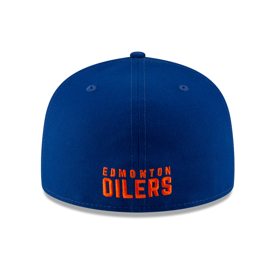 Edmonton Oilers New Era Royal Blue Text 59FIFTY Primary Logo Fitted Hat