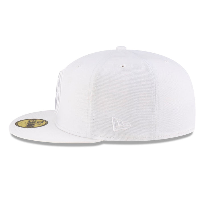 Edmonton Oilers New Era White on White Tonal 59FIFTY Fitted Logo Hat