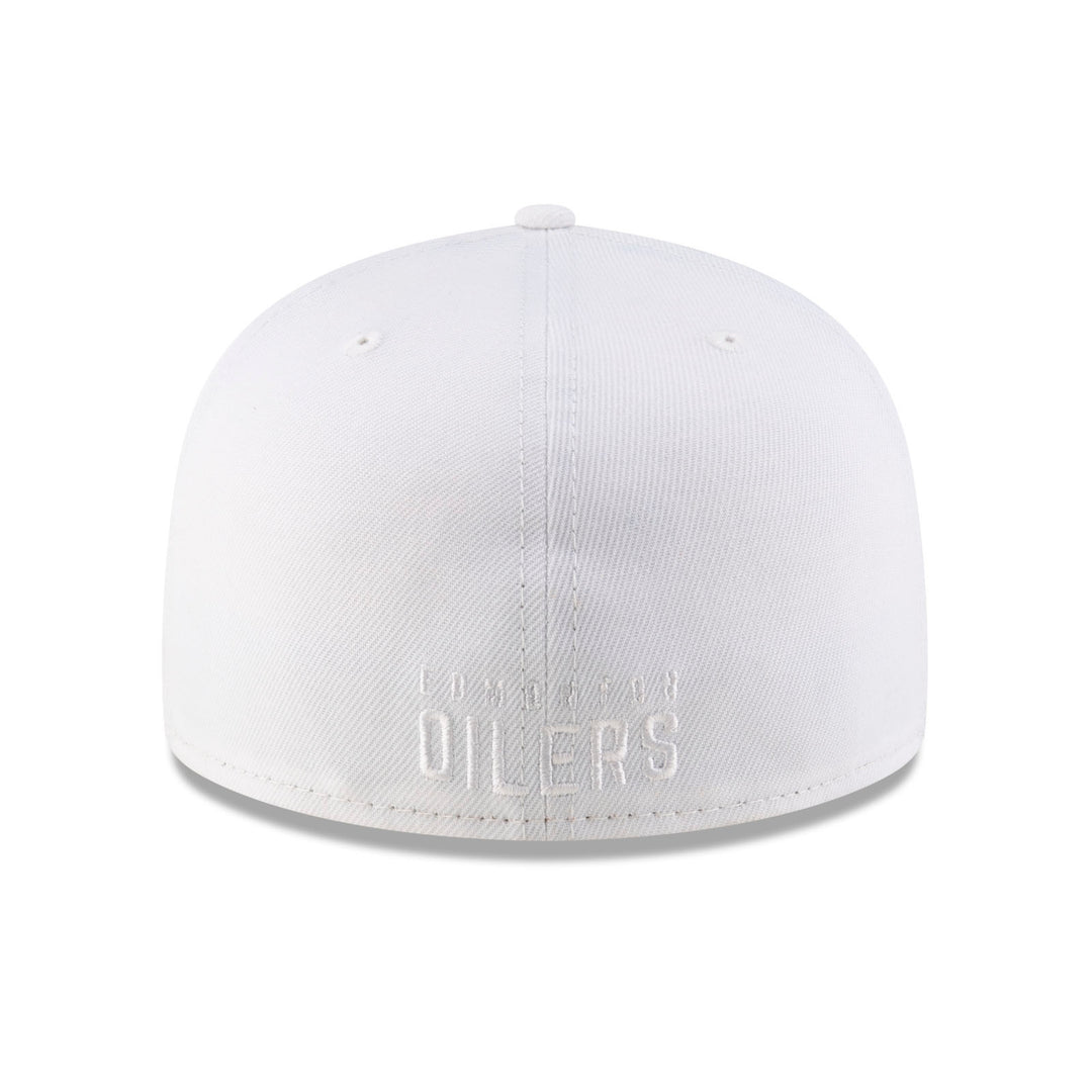 Edmonton Oilers New Era White on White Tonal 59FIFTY Fitted Logo Hat