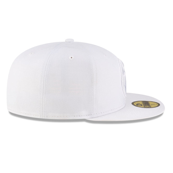 Edmonton Oilers New Era White on White Tonal 59FIFTY Fitted Logo Hat