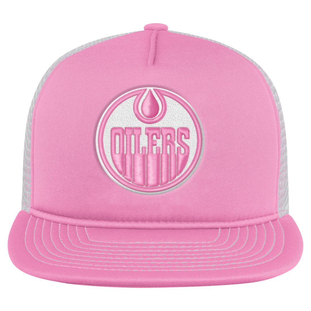 Edmonton Oilers Youth Outerstuff Pink Foam Trucker Snapback Hat