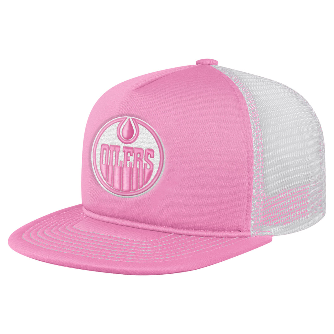 Edmonton Oilers Youth Outerstuff Pink Foam Trucker Snapback Hat