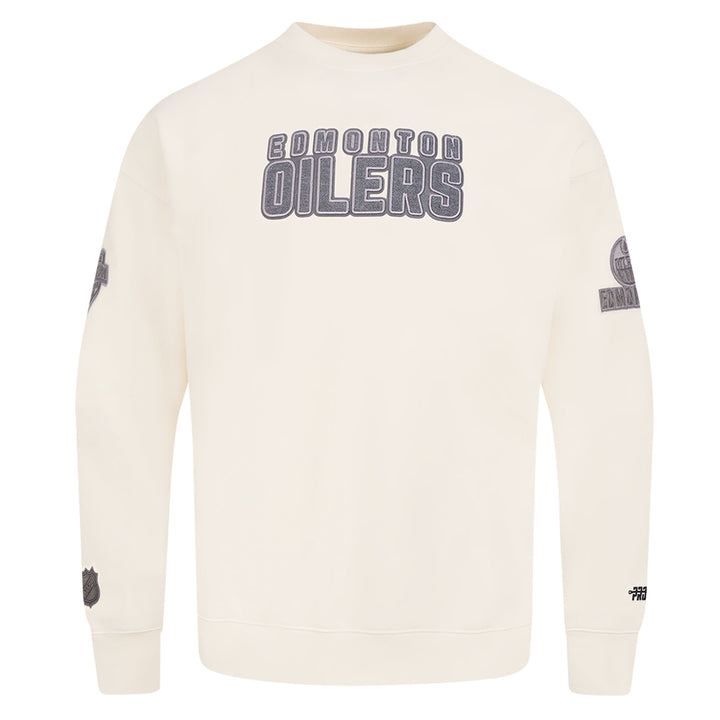 Edmonton Oilers Pro Standard Reverse French Terry Cream Drop Shoulder Crewneck Sweatshirt