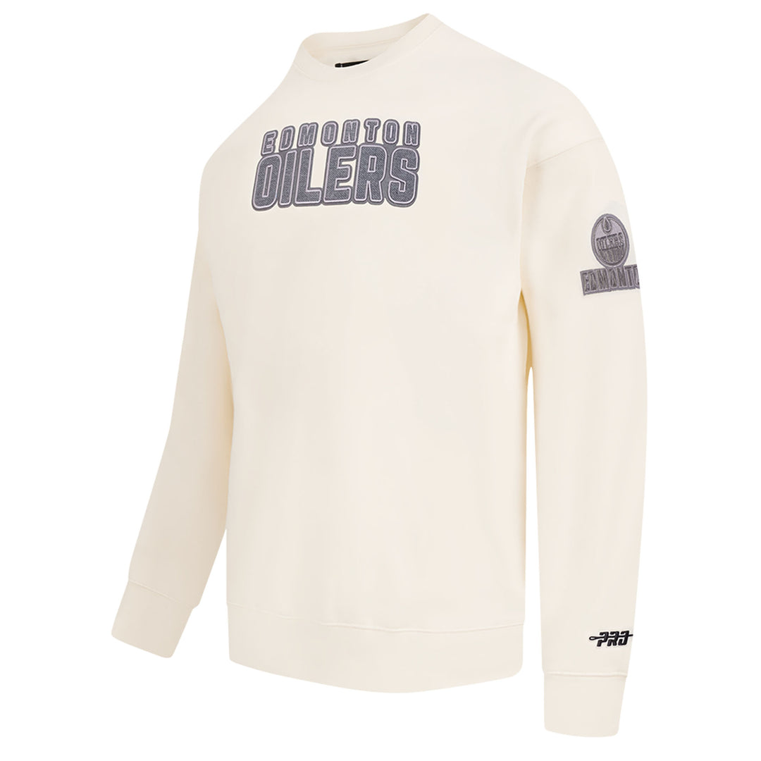 Edmonton Oilers Pro Standard Reverse French Terry Cream Drop Shoulder Crewneck Sweatshirt