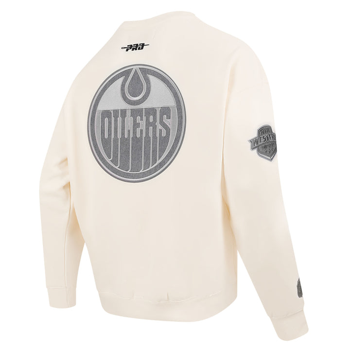 Edmonton Oilers Pro Standard Reverse French Terry Cream Drop Shoulder Crewneck Sweatshirt