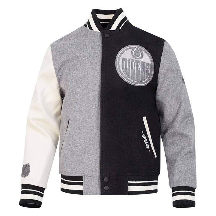 Edmonton Oilers Pro Standard Reverse French Terry Wool Varsity Jacket