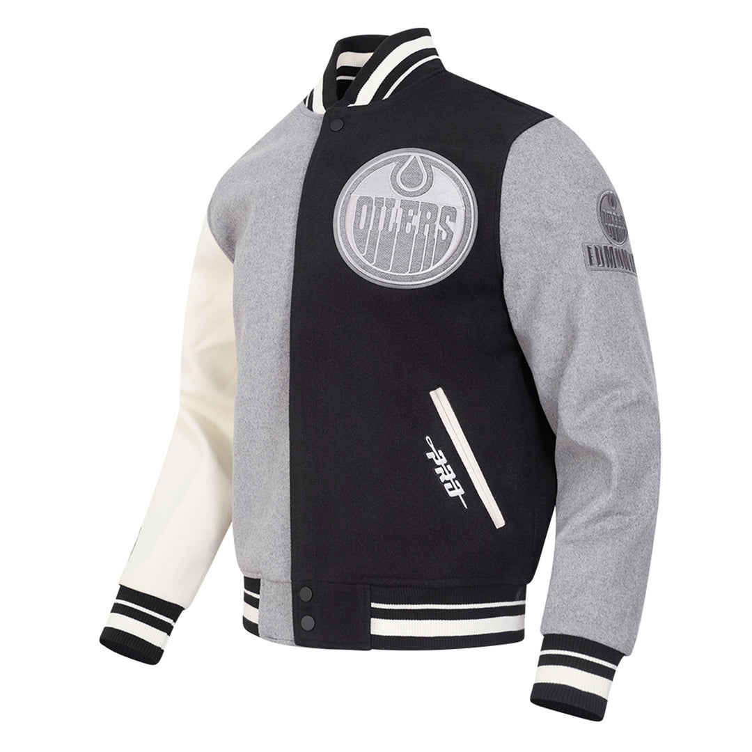 Edmonton Oilers Pro Standard Reverse French Terry Wool Varsity Jacket