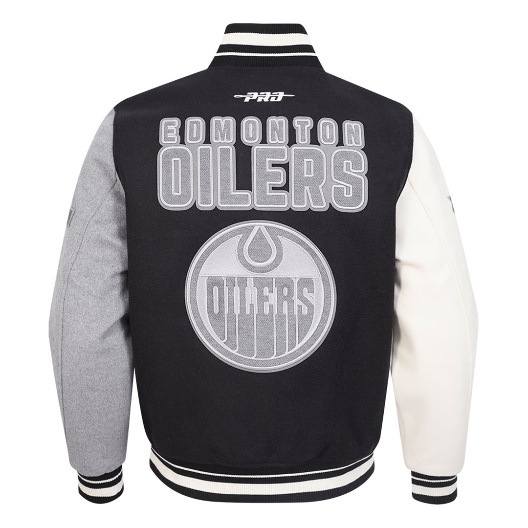 Edmonton Oilers Pro Standard Reverse French Terry Wool Varsity Jacket