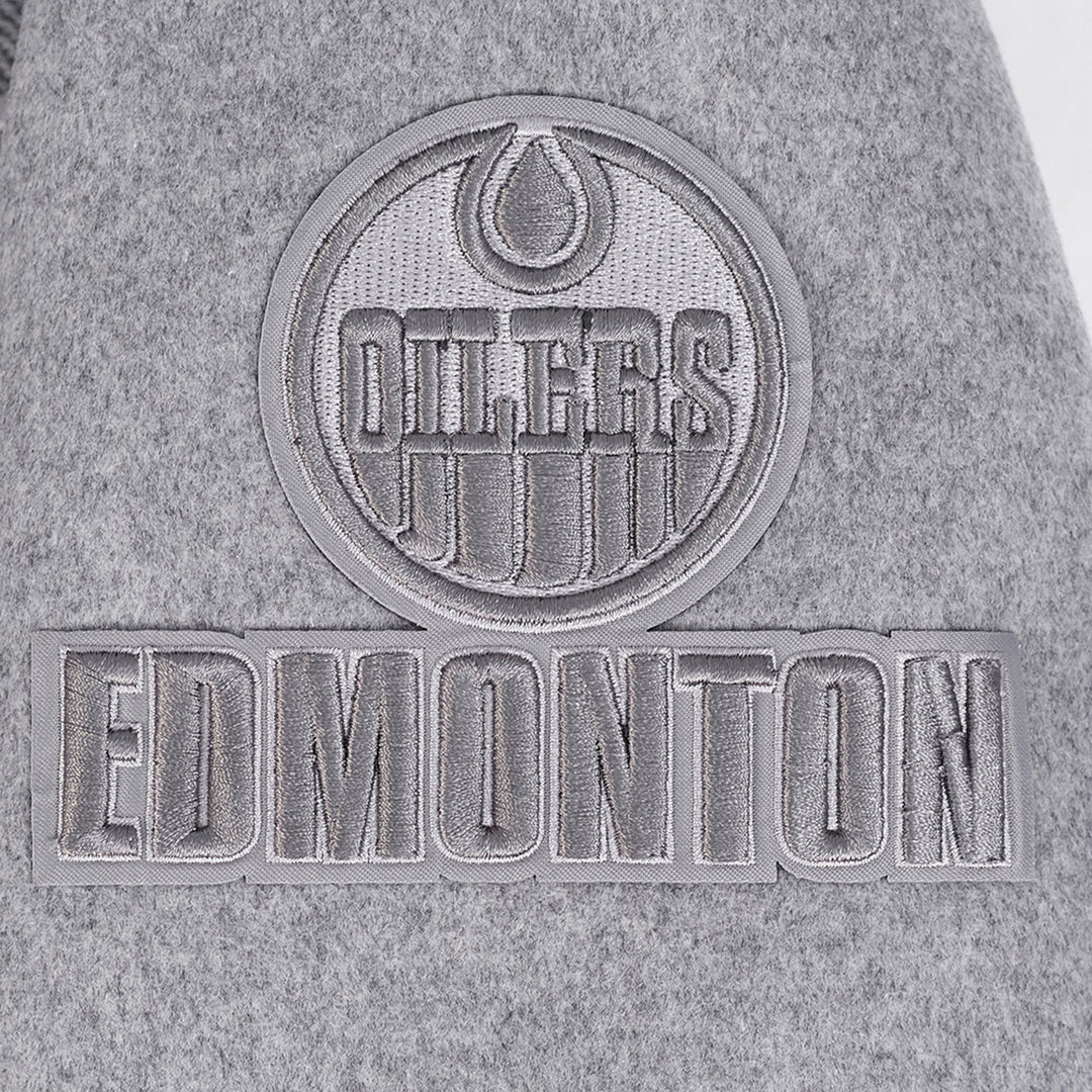 Edmonton Oilers Pro Standard Reverse French Terry Wool Varsity Jacket