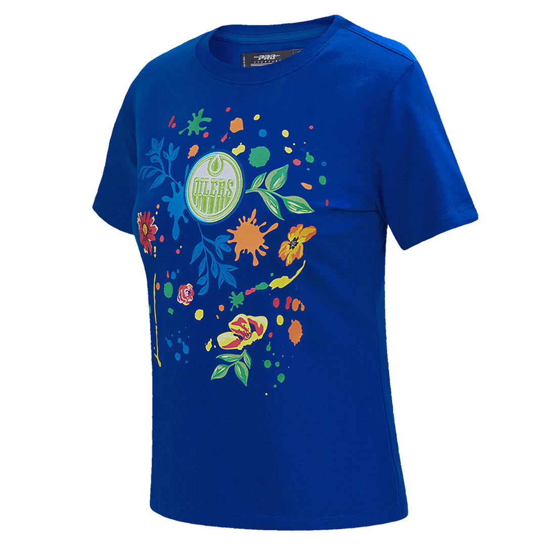 Edmonton Oilers Women's Pro Standard Stitched Splatter Blue T-Shirt