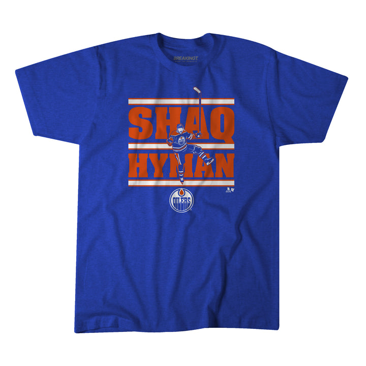 Zach Hyman Edmonton Oilers “SHAQ HYMAN” Blue T-Shirt