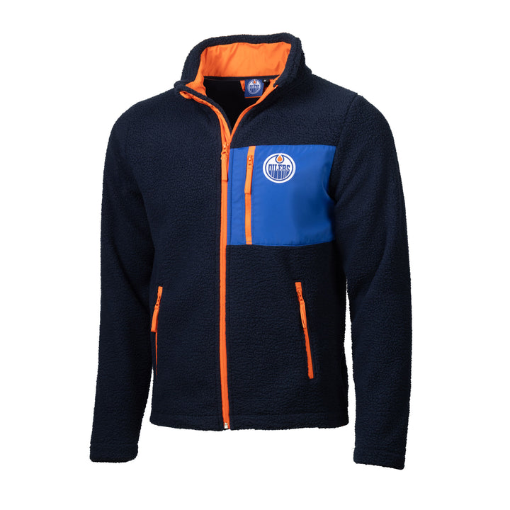 Edmonton Oilers Sport Design Sweden Navy Heavy Pile Fleece Full-Zip Jacket