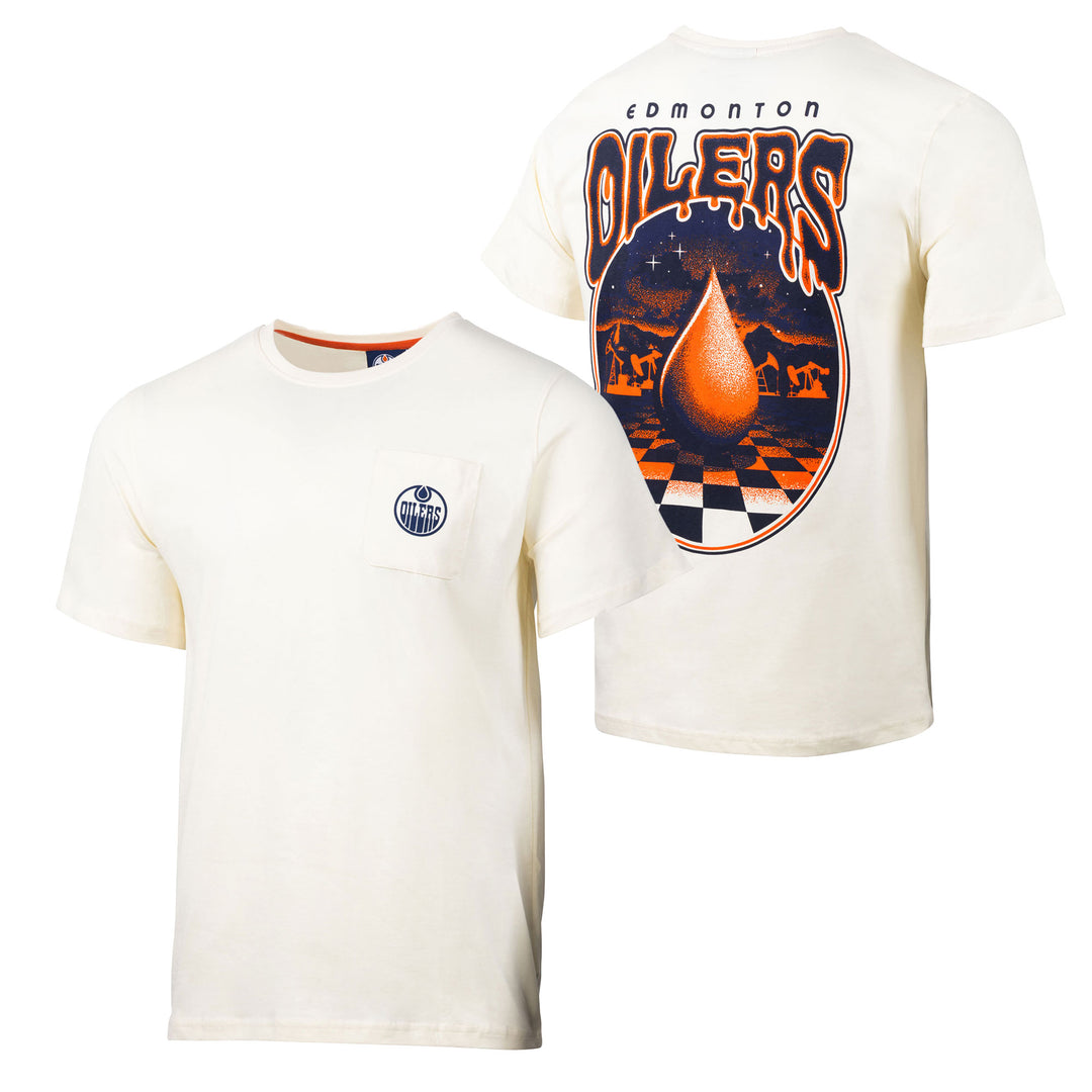 Edmonton Oilers Sport Design Sweden Oil Drop Pocket Cream T-Shirt