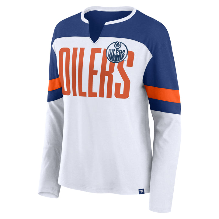 Edmonton Oilers Women's Fanatics Fundamentals Frozen White Long Sleeve T-Shirt