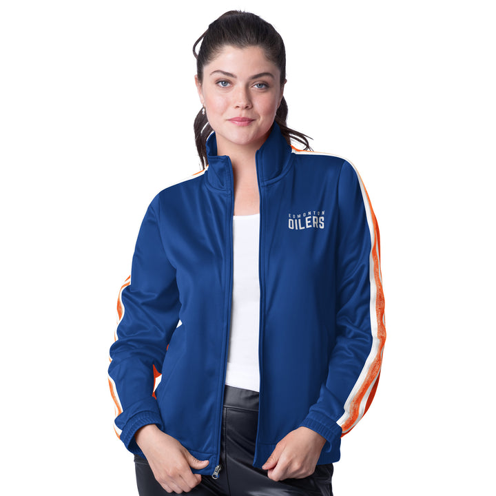 Edmonton Oilers Women's G-III Blue Rebel Full-Zip Track Jacket