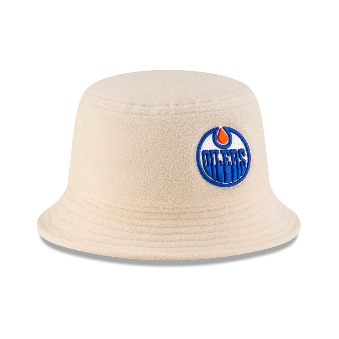 Edmonton Oilers Women's New Era Cream Cozy Sherpa Bucket Hat