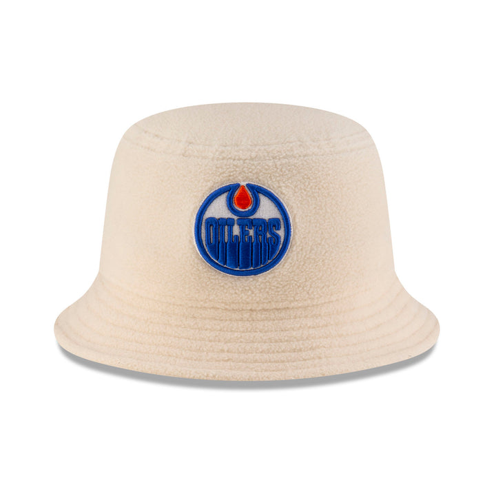 Edmonton Oilers Women's New Era Cream Cozy Sherpa Bucket Hat