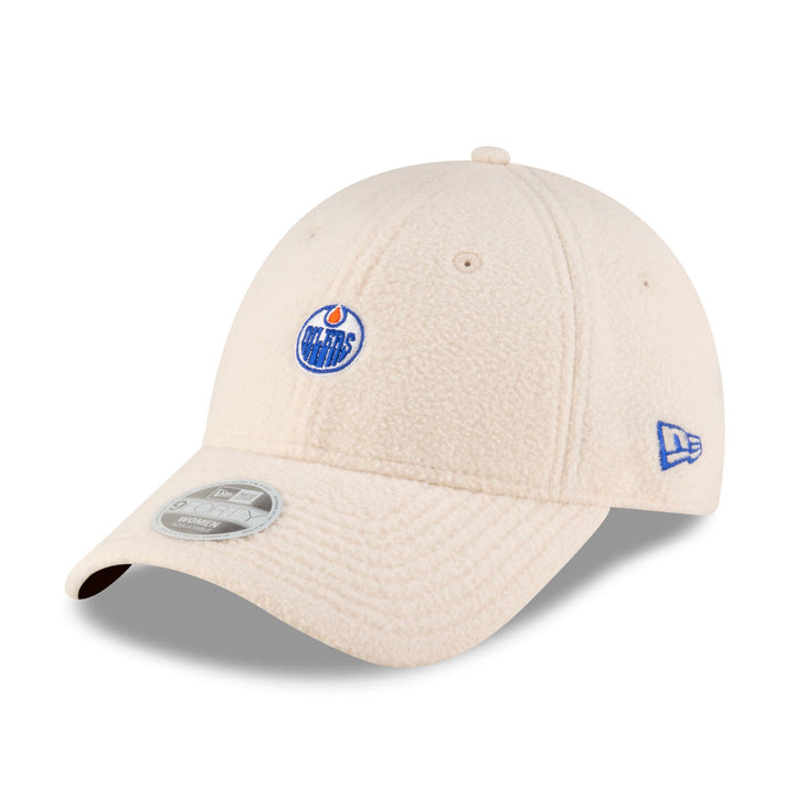 Edmonton Oilers Women's New Era Cream Sherpa 9FORTY Adjustable Hat