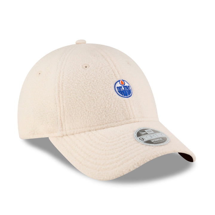 Edmonton Oilers Women's New Era Cream Sherpa 9FORTY Adjustable Hat