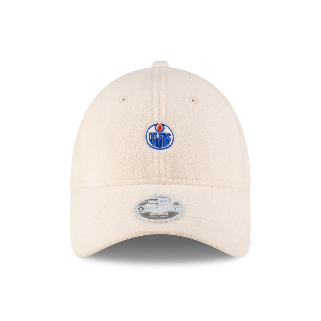 Edmonton Oilers Women's New Era Cream Sherpa 9FORTY Adjustable Hat