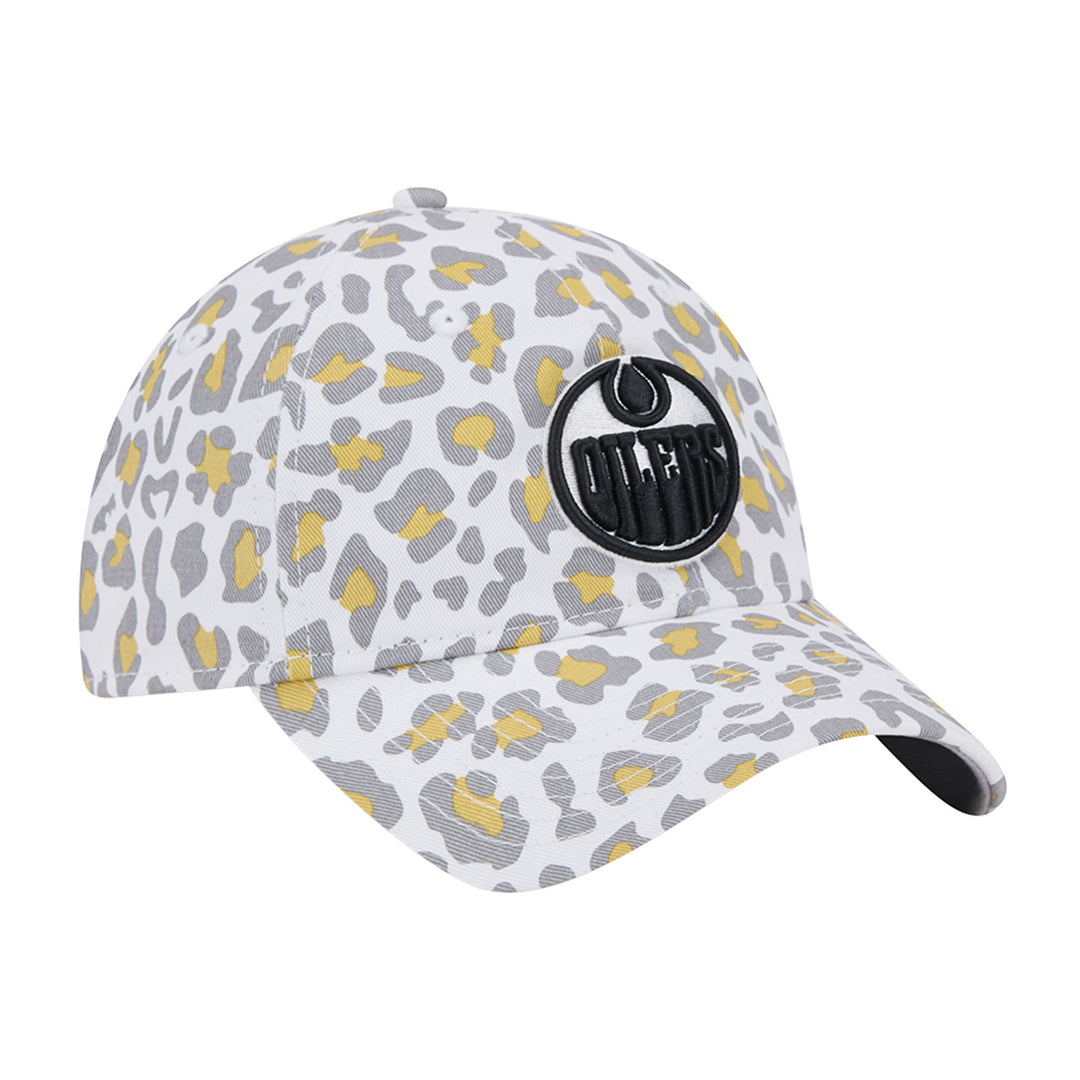 Edmonton Oilers Youth New Era White & Black Active Animal Print 9TWENTY Adjustable Hat