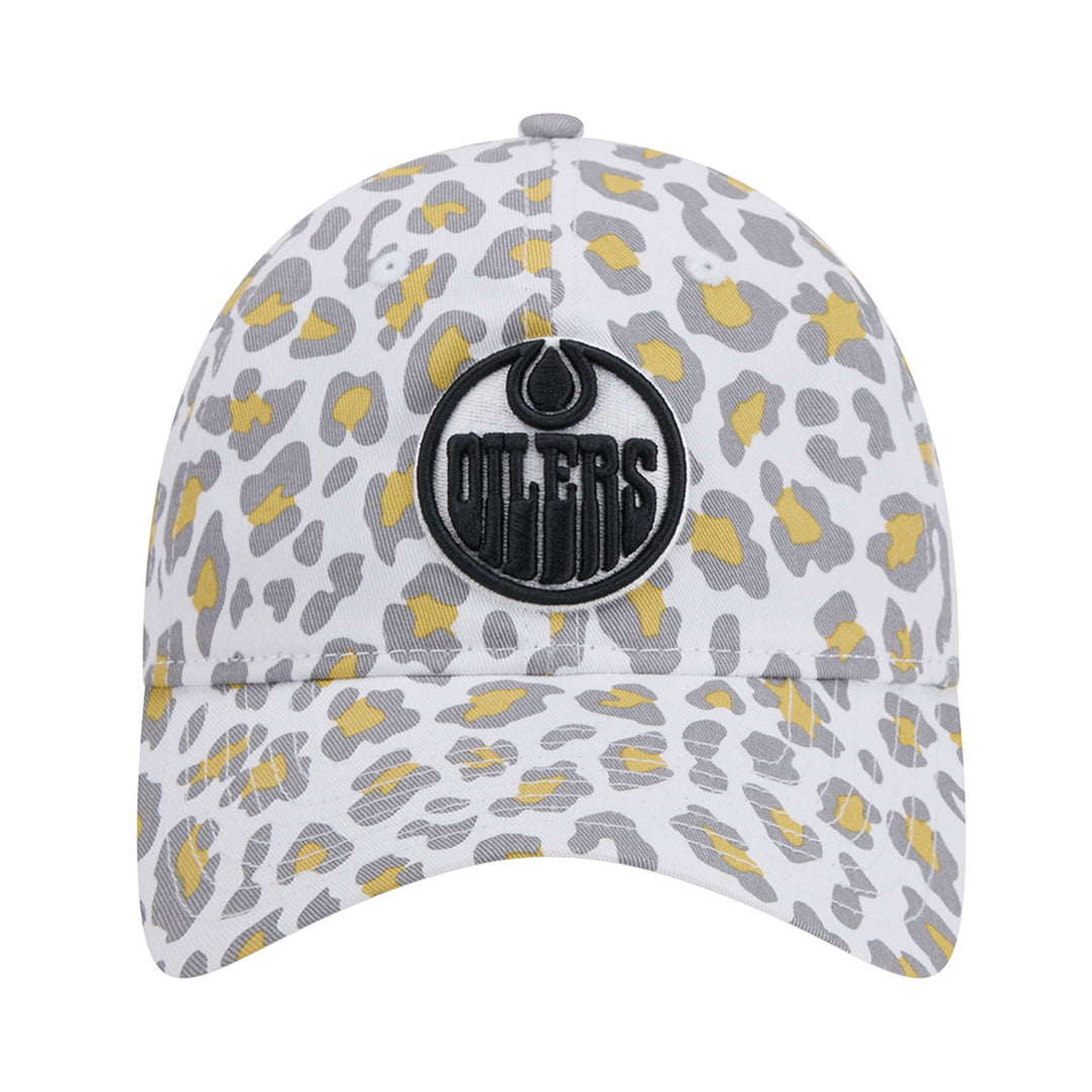 Edmonton Oilers Youth New Era White & Black Active Animal Print 9TWENTY Adjustable Hat