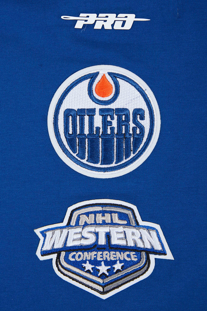Edmonton Oilers Women's Pro Standard Fast Lane Boxy Cropped Blue T-Shirt