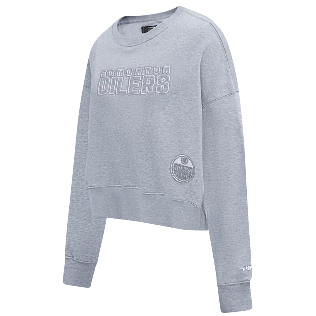 Edmonton Oilers Women's Pro Standard Reverse French Terry Grey Crewneck Sweatshirt