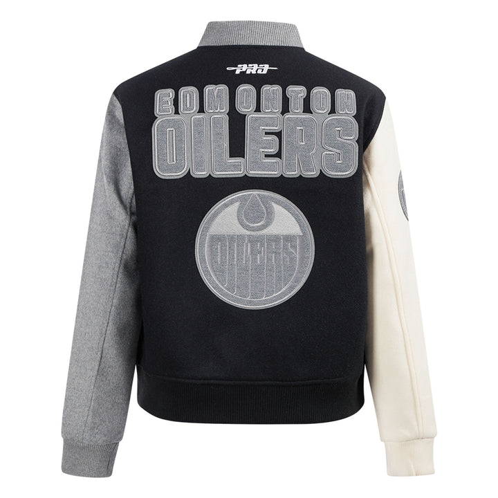 Edmonton Oilers Women's Pro Standard Reverse French Terry Wool Varsity Jacket