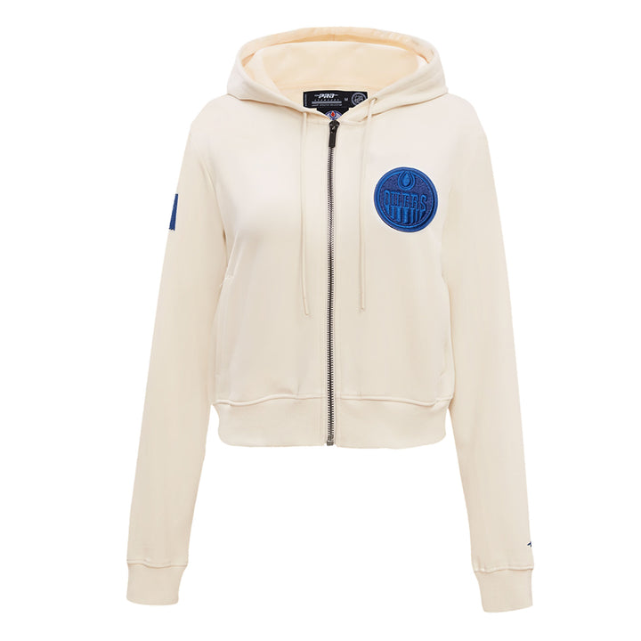 Edmonton Oilers Women's Pro Standard Triple Tonal Cream Full-Zip Hoodie