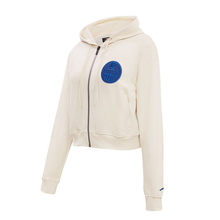 Edmonton Oilers Women's Pro Standard Triple Tonal Cream Full-Zip Hoodie