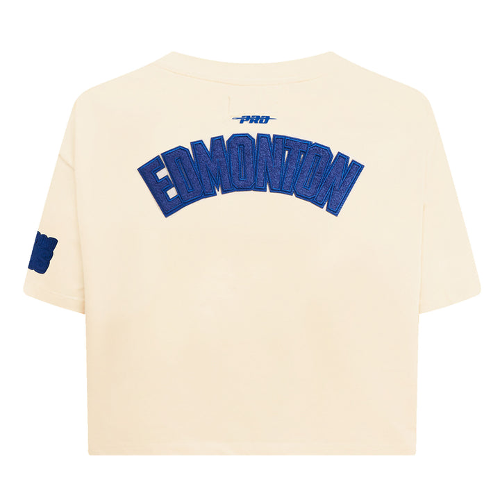 Edmonton Oilers Women's Pro Standard Triple Tonal Cropped Cream T-Shirt