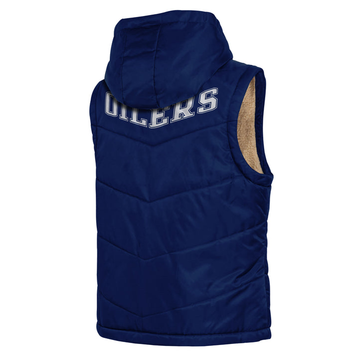 Edmonton Oilers Women's WEAR by Erin Andrews Blue Reversible Sherpa Hoodie Vest